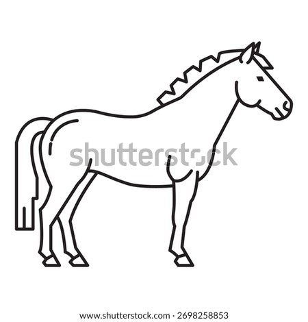 A simple yet elegant line drawing of a horse. Black outline on white. Ideal for animal lovers, graphic design, or farm imagery.