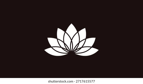 Un diseño de logotipo simple pero elegante con una flor de loto blanca sobre un fondo oscuro, esta Imagen es perfecta para representar marcas en las industrias de bienestar, belleza y spa que buscan transmitir un