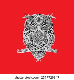 A simple yet elegant owl line art typically features clean, continuous lines to depict the owl's distinctive features, such as its rounded face, large, expressive eyes, and pointed beak. The body 