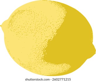 A simple yet elegant single lemon illustration, outlined in a sketch-like manner with fine texture and a soft yellow palette, ideal for modern kitchen prints.