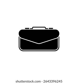 Simple yet elegant vector art showcasing a black professional briefcase, perfect for designs related to business, work, travel, and office needs.