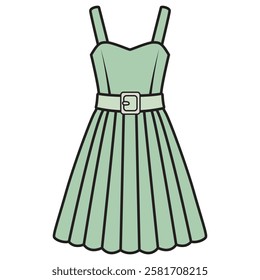 A simple yet elegant vector drawing of a green dress, perfect for any occasion.