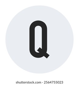 A simple yet elegant vector illustration of the letter Q, rendered in a black font, perfectly centered within a clean circular background, ideal for modern branding and design projects.