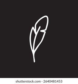 A simple yet elegant white feather illustration against a black background. Evokes a sense of lightness and freedom with minimalist design.