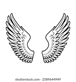 Simple Yet Elegant Wings: Black and White Vector Graphic