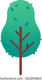Simple yet evocative illustration of a stylized tree with lush green foliage, falling leaves, and a textured trunk, representing concepts of nature, growth, and environmental awareness