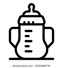 Einfache, aber eindrucksvolle Linien-Illustration einer Babyflasche, perfekt für Projekte im Zusammenhang mit Kindererziehung, Kinderbetreuung und Elternschaft