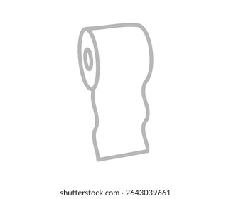 Simple yet expressive line art illustration of a toilet paper roll.  Perfect for representing hygiene, cleanliness, or resource depletion concepts.