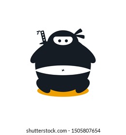 Simple yet fun and playful Fat Ninja logo design/illustration. Displaying a Ninja in the fat body until he only can sit. 