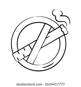 Ícone desenhado à mão simples mas útil mostrando sinal de não fumar