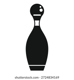 Simples mas icônico pino de boliche preto está de pé, pronto para ser derrubado
