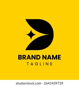 A simple yet impactful logo with letter D and a star. Clean and professional, great for a wide range of industries including tech, media, and creative startups.