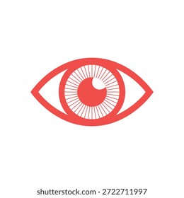 Um gráfico de olhos vermelhos simples, mas impactante, é apresentado contra um pano de fundo branco e limpo.
