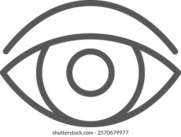 Simple yet impactful, the stylized eye icon symbolizes vision, observation, awareness, and attention, conveying concepts of sight, perception, and focus