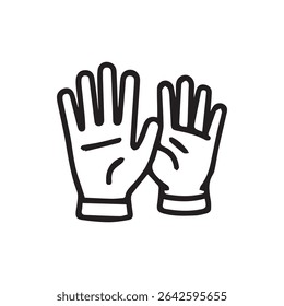 A simple yet informative line art illustration of safety gloves for various work and protection contexts.