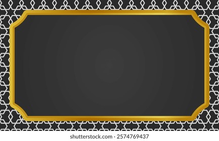 A simple yet luxurious Ramadan and Eid background with a gold-bordered frame and subtle patterns, ideal for Islamic greetings and festive designs