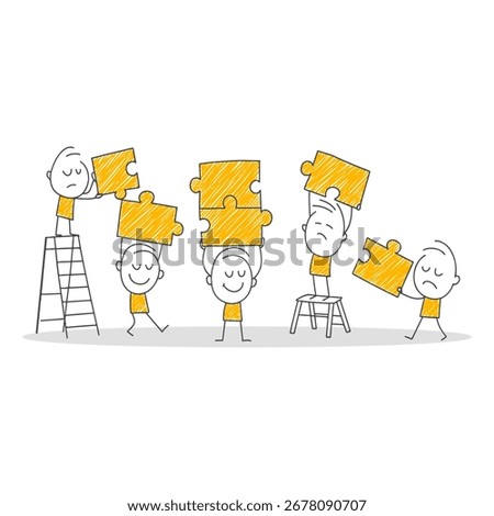 A simple yet meaningful design illustrating role distribution, communication, organization of tasks, problem-solving processes, and the path to success within a team.