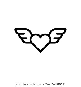 Uma ilustração simples, mas significativa, de uma forma de coração adornada com asas, simbolizando amor, liberdade e afeto em uma estética minimalista.