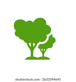 A simple yet modern icon that illustrates two vibrant green trees, serving as a powerful symbol of ecology, environmental awareness, and the essential need for nature conservation practices