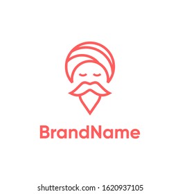 A simple yet modern and iconic logo design displaying a Guru in the line art style. 