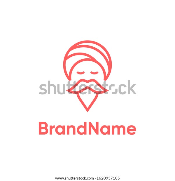 A simple yet modern and iconic logo\
design displaying a Guru in the line art style.\
