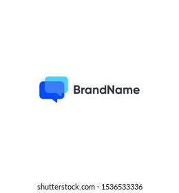 A simple yet modern and iconic Multiple Chat Bubble logo design displaying a two of chat bubble using gradient color style. 