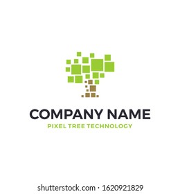 A simple yet modern logo design displaying a Tree in the Pixel shape. 