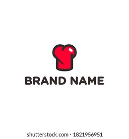 A simple yet playful logo/illustration design combining a chef hat and love symbol. 