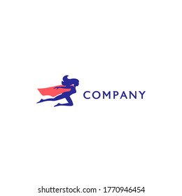 A Simple Yet Playful Sophisticated Logo Design Displaying A Flying Super Girl. 