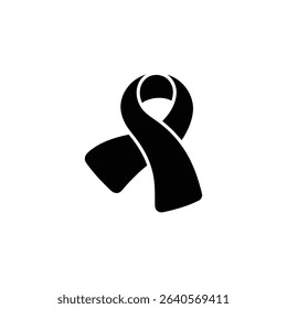 A simple, yet powerful, black ribbon icon symbolizing awareness and solidarity on a clean white background. Perfect for supporting campaigns or representing important causes.