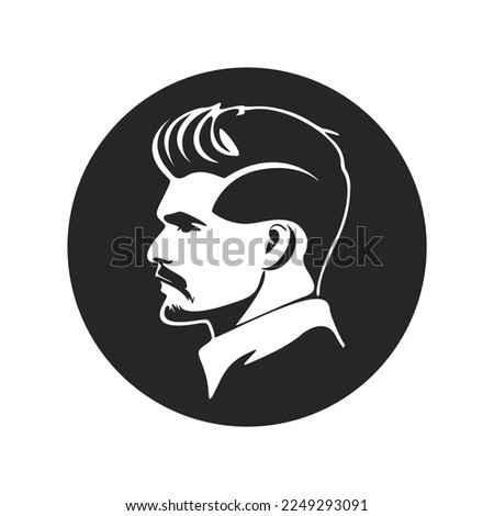 A simple yet powerful black and white logo featuring a stylish man. For your brand.