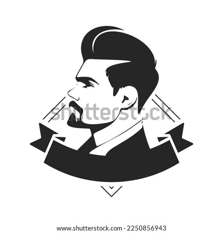 A simple yet powerful black and white logo depicting a brutal man. A bold and dynamic logo that makes a strong impression.