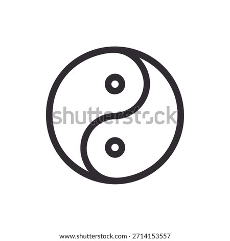 A simple yet powerful black and white outline icon of the ancient Yin Yang symbol depicting cosmic duality and equilibrium in a modern design.