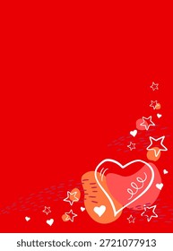 Una forma de corazón simple pero potente contra un fondo rojo vibrante. Las líneas fluidas del corazón y las estrellas transmiten sinceridad, representando un amor claro e inquebrantable. Utilícelo como fondo para