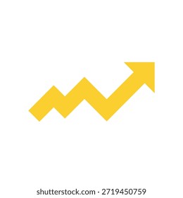 Ein einfaches, aber kraftvolles Symbol mit einem gelben Pfeil, der auf einem sauberen weißen Hintergrund nach oben zeigt und Wachstum, Fortschritt und Erfolg in verschiedenen Bereichen wie Wirtschaft, Finanzen und Technologie symbolisiert.