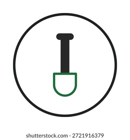 Ein einfaches, aber kraftvolles Symbol mit einer Schaufel im Kreis, ideal für die Darstellung von Garten-, Bau- oder Ausgrabungsarbeiten. Das saubere Design und die symbolische Natur machen es perfekt für