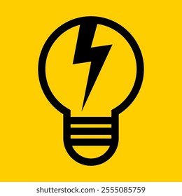 A simple yet powerful illustration of a lightbulb with a lightning bolt inside, symbolizing ideas, innovation, and inspiration