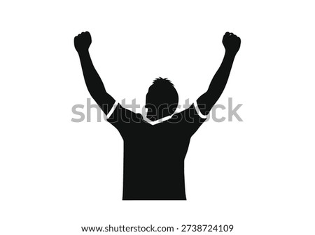 A simple yet powerful illustration of a man celebrating a triumph or achievement with his arms raised in victory