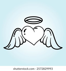 A simple yet powerful image of a heart with wings and a halo, symbolizing pure love and devotion.