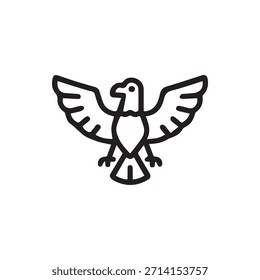 A simple yet powerful line art icon of an eagle with outstretched wings embodying strength freedom and vision perfect for various design projects