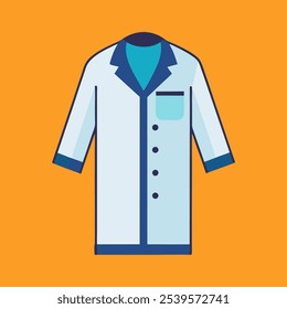 A simple yet professional illustration of a doctor's lab coat, perfect for medical-related designs, presentations, and branding materials. The clean and minimalist style makes it suitable for uses.