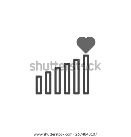 A simple yet profound representation of emotional growth within a relationship. The increasing bar graph, topped with a heart, signifies the steady progression of affection, trust, and positive