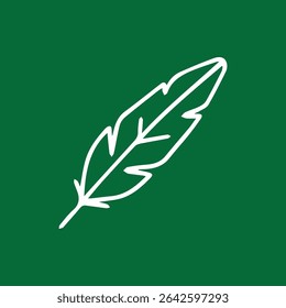 Simple yet sophisticated image of a white feather against a green backdrop suggesting tranquility and nature.