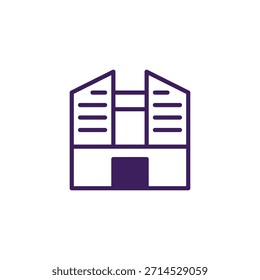 Un dibujo lineal simple pero sofisticado de un edificio moderno, ideal para ilustrar conceptos relacionados con la planificación urbana, los bienes raíces o las empresas corporativas. El estilo minimalista permite flexibilidad