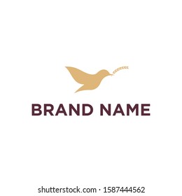 A simple yet sophisticated logo design. Displaying a dove bringing a wheat leaf.