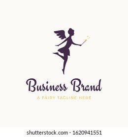 A simple yet sophisticated logo design displaying a fairy with her magic stick. 