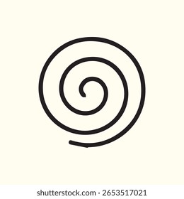 Uma espiral preta simples, mas impressionante, sobre um fundo claro convida o olho a seguir seu caminho sinuoso, atraindo o espectador para seu núcleo
