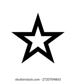 A simple yet striking black star symbol set against a clean white background, conveying a sense of excellence, achievement, and prestige. The star's five points are sharply defined, giving it a bold and modern appearance. This graphic element is perfect for use in various design contexts, such as logos, emblems, and icons, where a symbol of quality and recognition is desired.