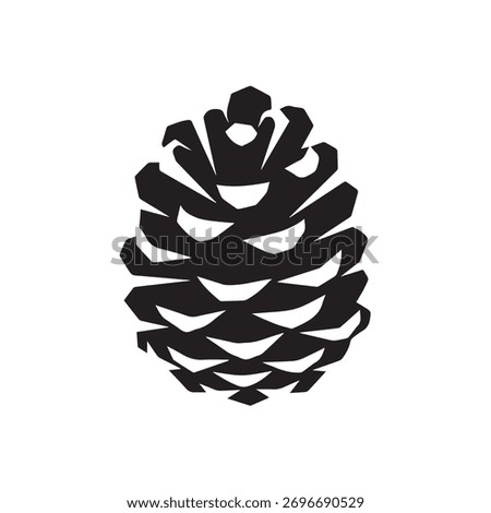A simple yet striking black and white illustration of a pinecone, rendered with bold shapes and strong contrast, perfect for various design applications.