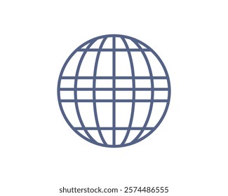 Simple yet striking blue globe icon perfect for website design, app interfaces, presentations, and global concepts.  Clean lines and minimalist style ensure versatility across various projects.